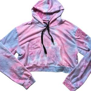 Pink blue purple size Xl 📌 tie dye cotton candy color cropped hoodie/sweatshirt